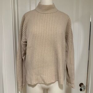 Donegal (Re)sourced Cashmere Ribbed Mockneck Pullover Sweater Size Small